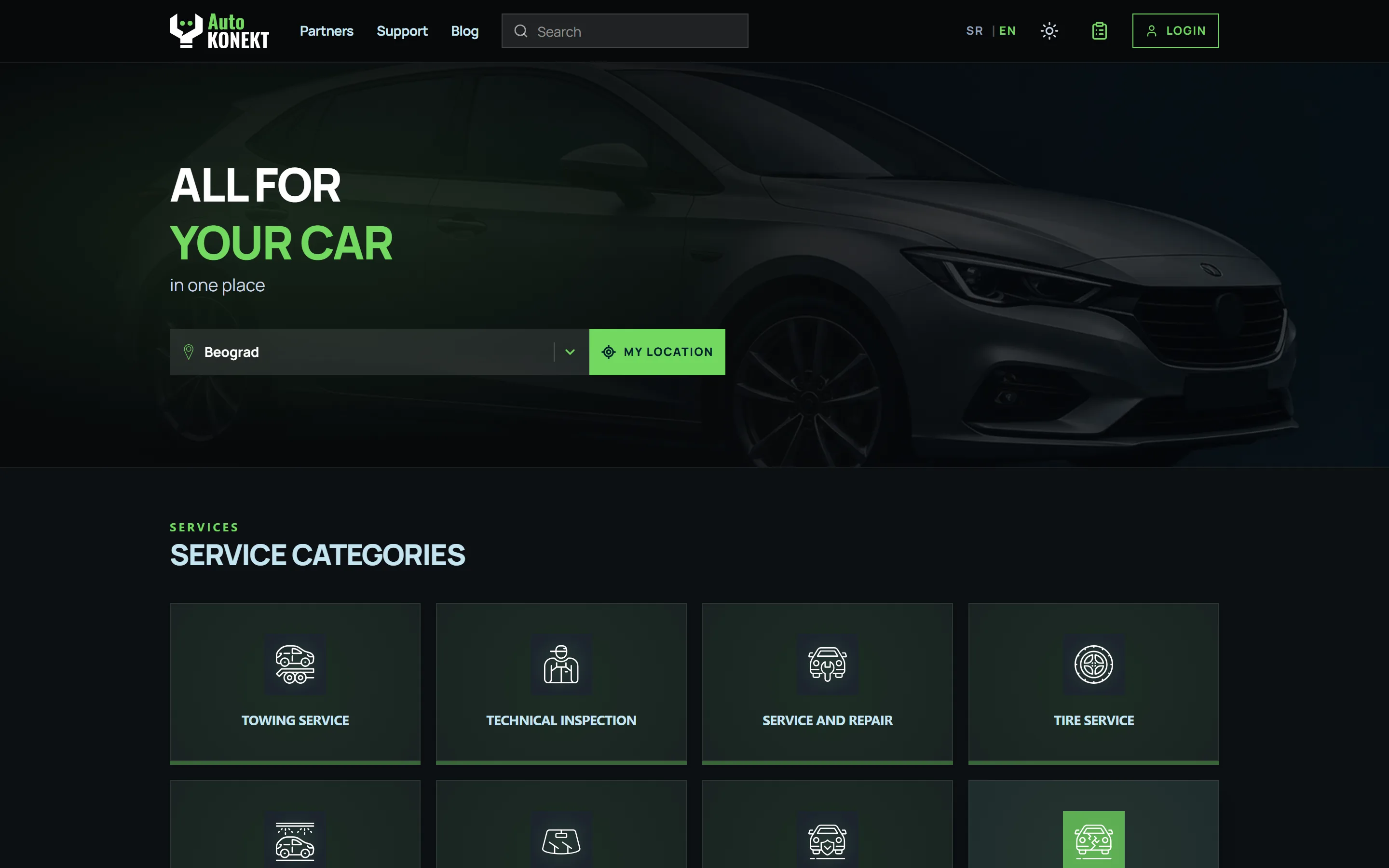 AutoKonekt client app — searching for auto services