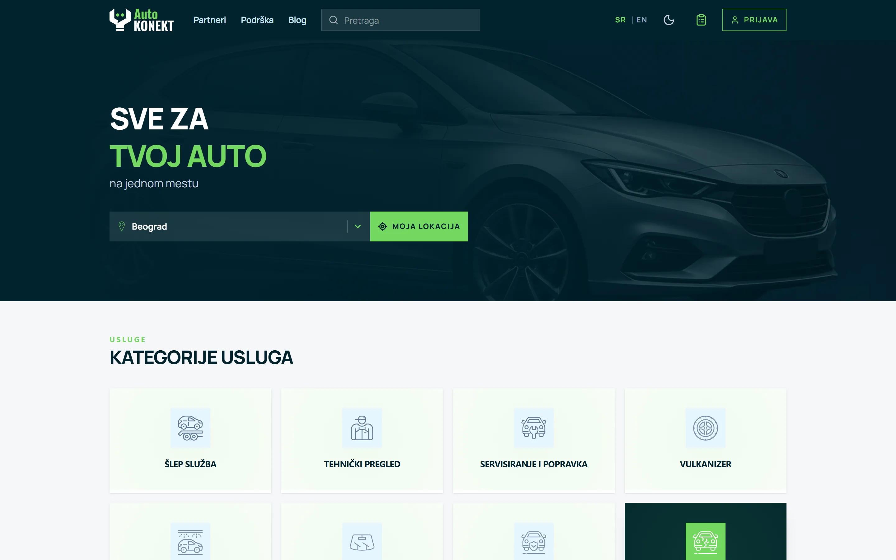AutoKonekt klijentska aplikacija — pretraga auto servisa