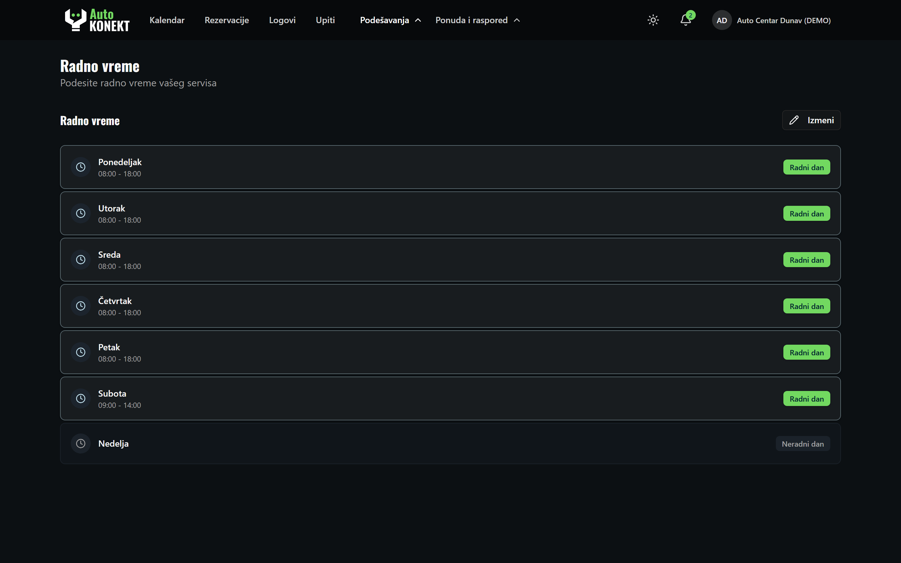 AutoKonekt schedule management — working hours, temporary changes and blocked time
