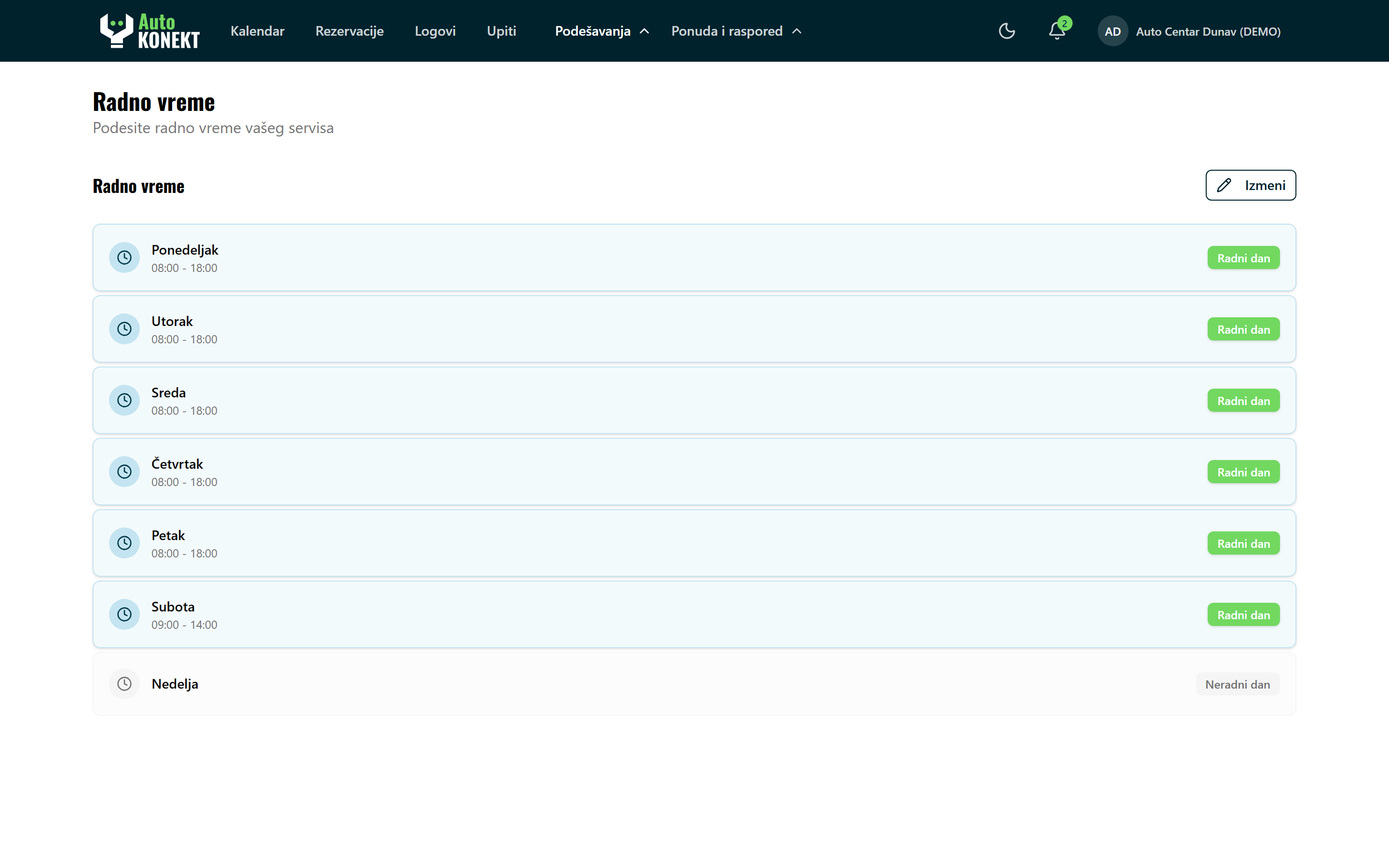 AutoKonekt schedule management — working hours, temporary changes and blocked time