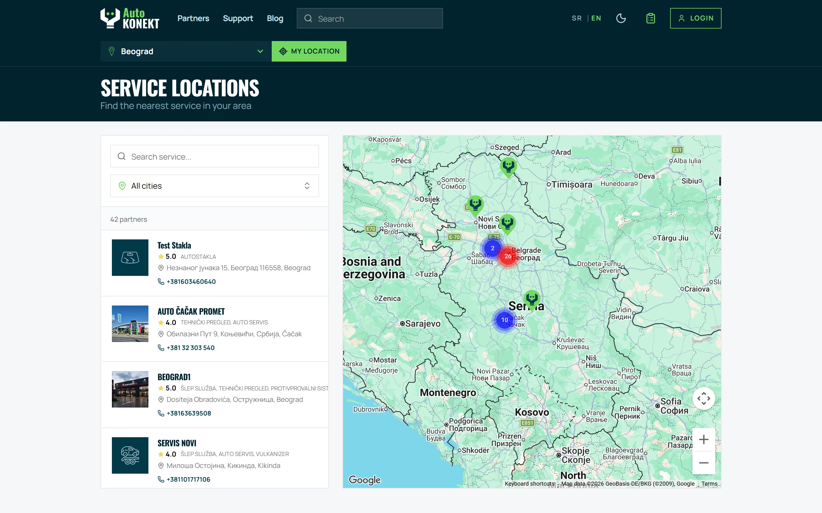 Search on the map