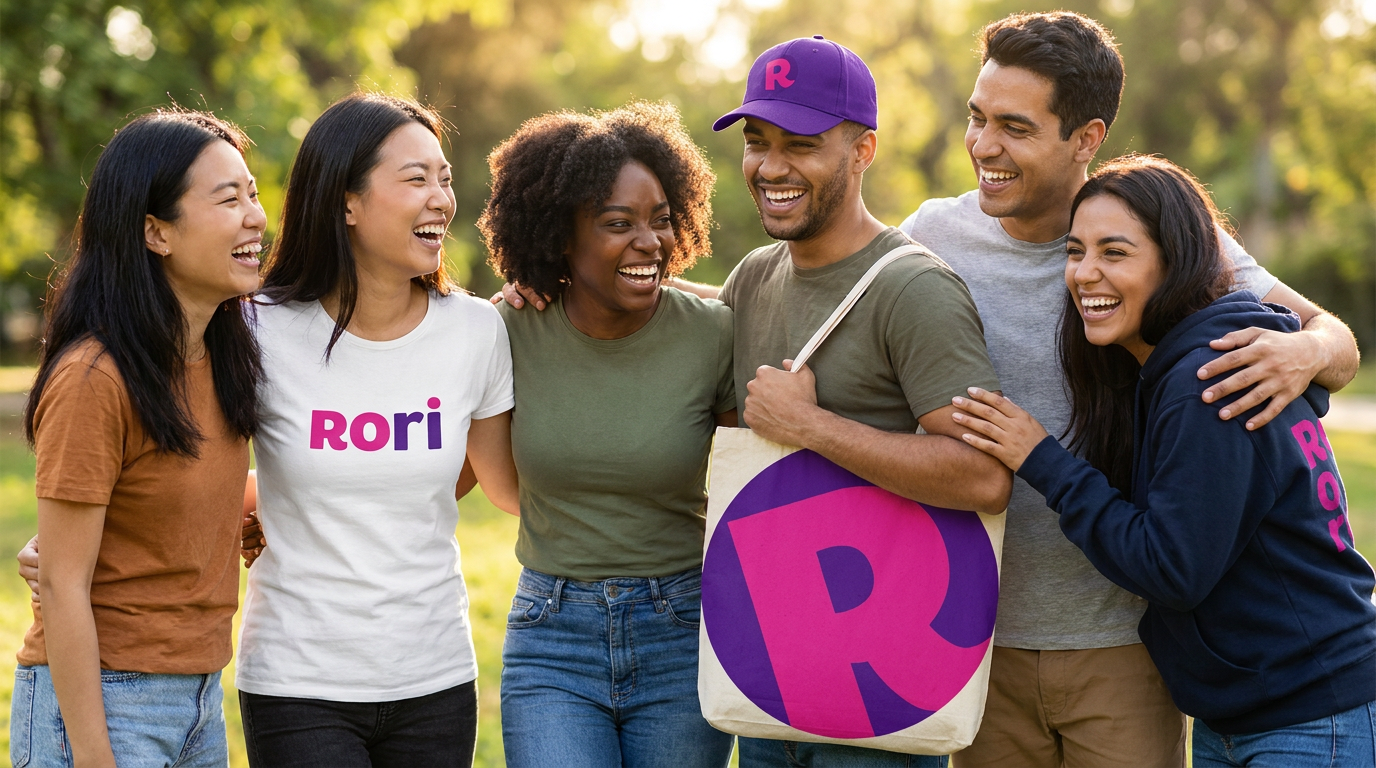 A diverse group of Rori users smiling together — multi-language, multi-market reach